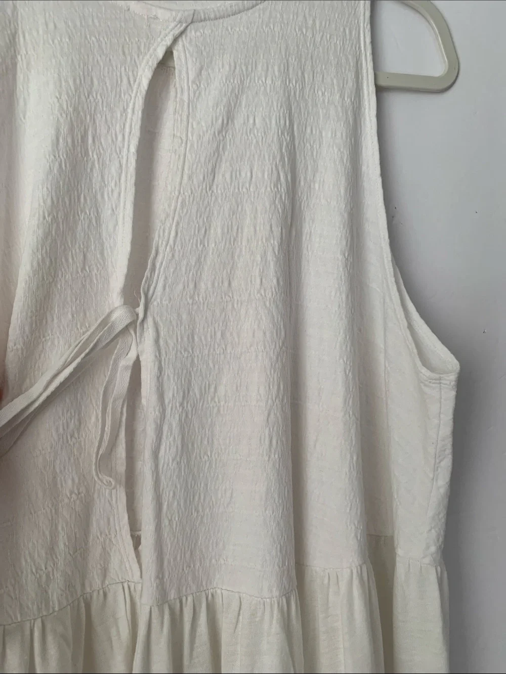 Free People Off-White Tiered Sleeveless Tie Back Tunic /Mini Dress Size S